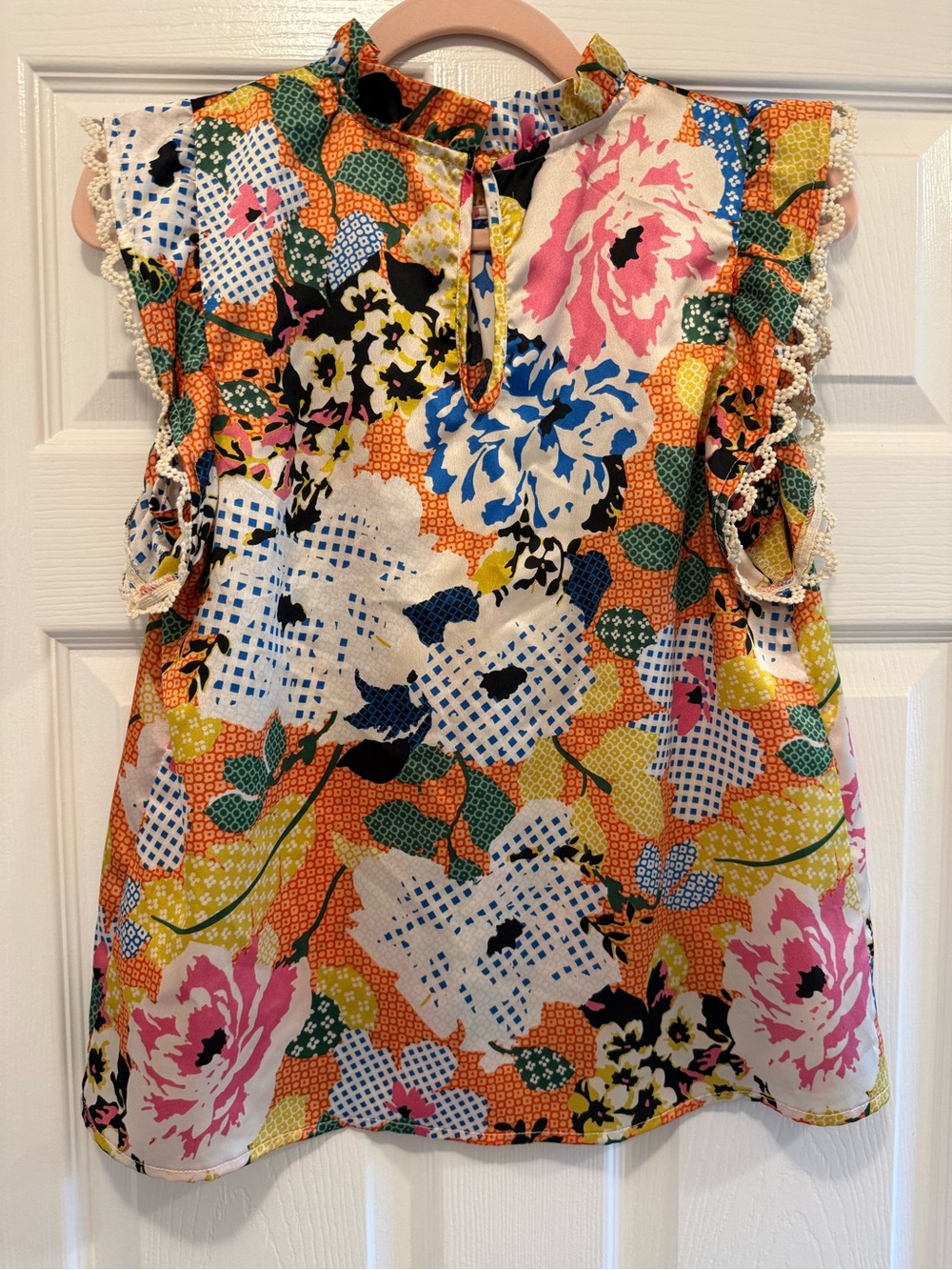 THML Multicolor Floral Ruffle Neck Blouse - Picture 5 of 6